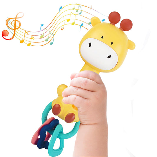 Baby Music Rattle, Teething Toys for Infants 6-12-18 Months Toddlers, Light-Up & Chew Sensory Toys for Baby Boy Girl Gifts (Giraffe)
