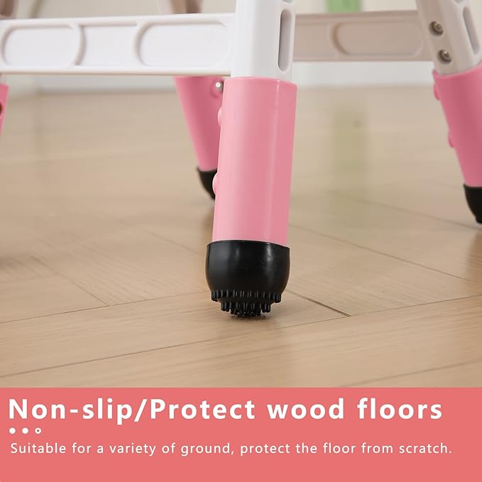 4 Piece Kids Chair Set 3 Levels Adjustable Stackable Kids Chairs Ideal for Playrooms, Schools, Daycares and Homes Washable and Easy to Clean Max Weight 220LB(Pink 4Piece Set)