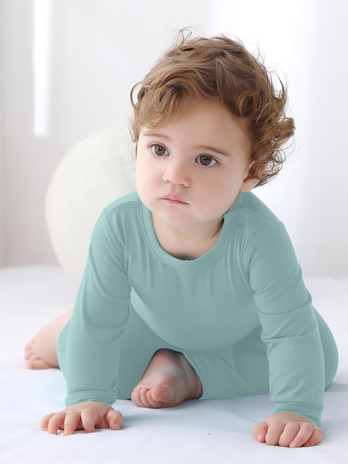 GUISBY Rayon Baby Pajamas, Long Sleeve with Snap Closure Pajamas Sleepers