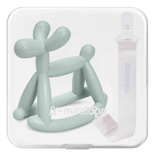 Baby Teether Toys for Teething Relief, Teething Toys 3-6 Months Food Grade Silicone Teether with Storage Box and Pacifier Clip, Baby Essential (Mint Green Clip+Box)