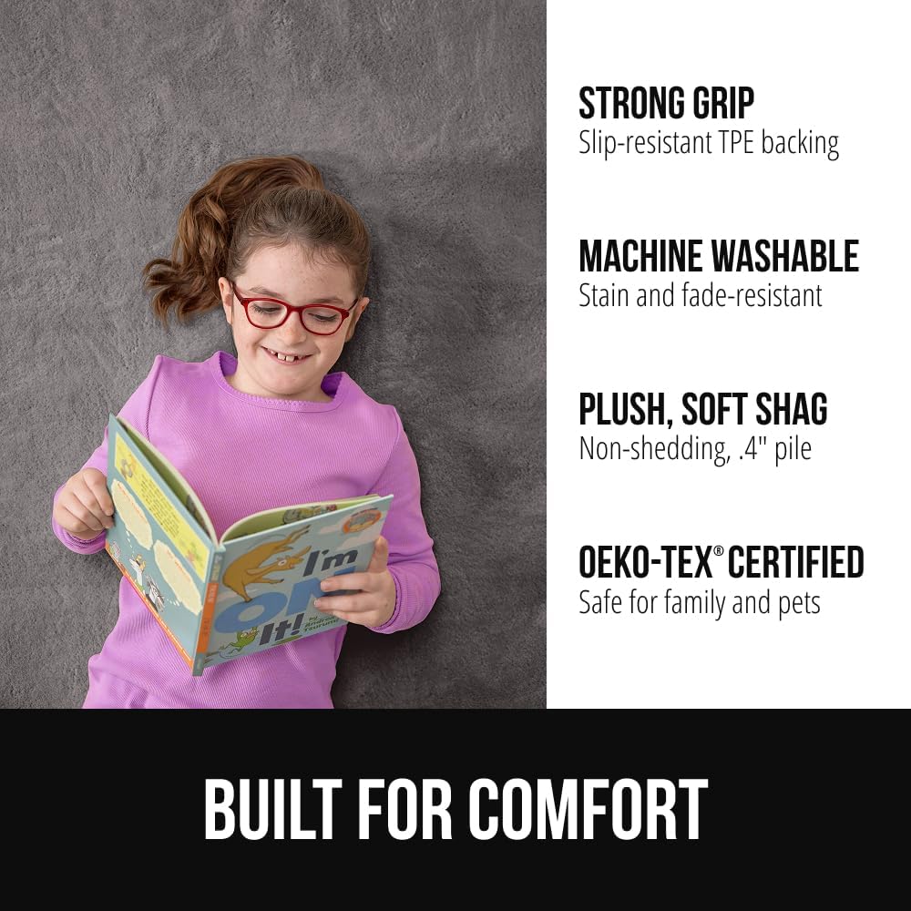 GORILLA GRIP Ultra Soft Washable Area Rug, Stain and Slip Resistant Plush Thick Carpet for Bedroom Living Room, No Shed Floor Rugs, Pet Friendly, Dorm Essentials, Kids Nursery Home Decor, 3x5, Gray