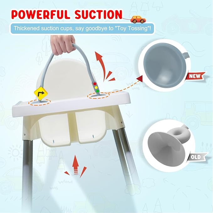 High Chair Suction Toys for Babies 6-12 Months, Suction Cup Toy for Toddlers 1-3, Baby Sensory Montessori Chew Toy for Babies 0-6 Month, Silicone Baby Teething Toys for 12-18 Months