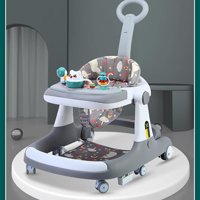 5 in 1 Baby Walker - Walkers for Babies 6-18 Months Adjustable Height, Baby Walker with Wheels, Baby Walkers for Boys, Baby Walker with Foot Pads/Handles, Baby Walker Portable Foldable