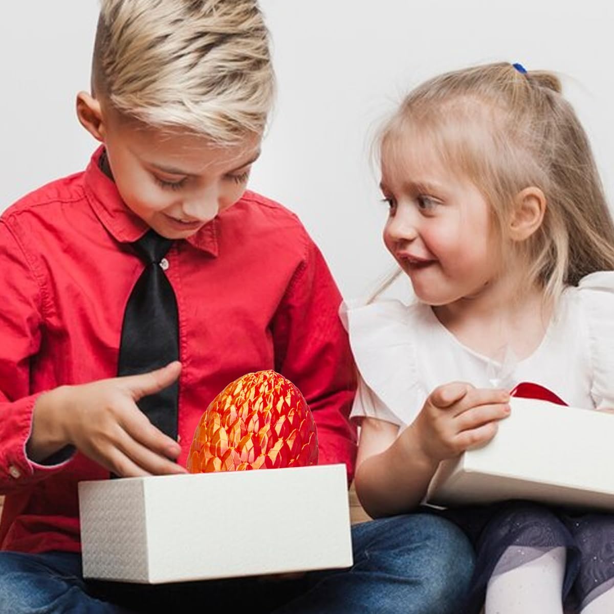 3D Printed Dragon Egg, Beautiful Flexible Joints Executive Desk Toys, Gifts for Adults and Kids (Silk Red)