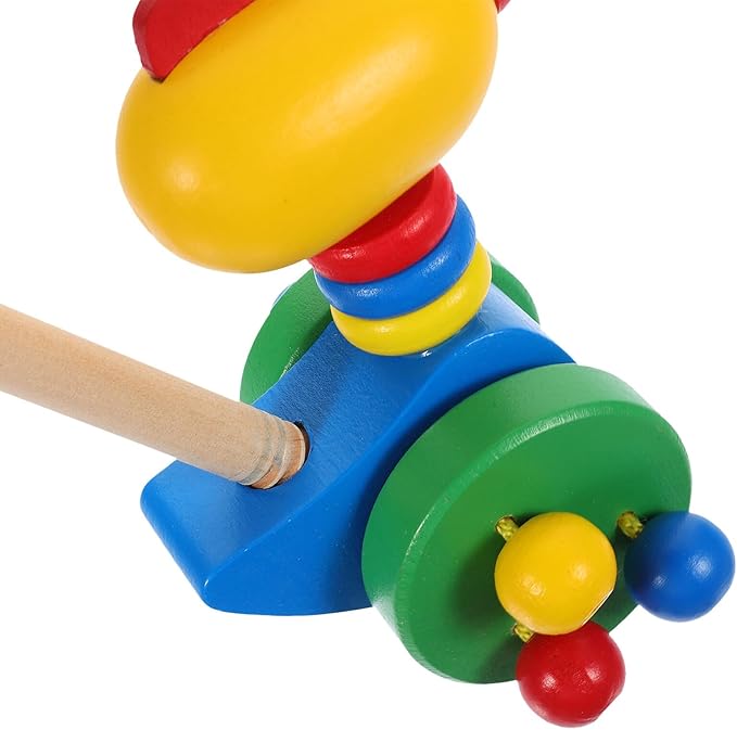BESPORTBLE Wooden Cartoon Animal Push Walker for Learning to Walk with Swinging Hands Educational Walker for Boys and Gift for Shower and Birthday