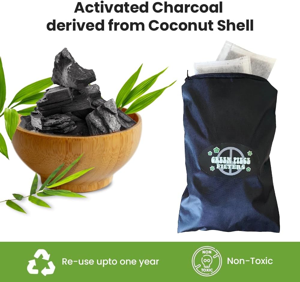 Green Piece® Pack of All Natural Baby Diaper Pail Deodorizer Activated Charcoal Air Purifier (15 Pack of Carbon Filters)