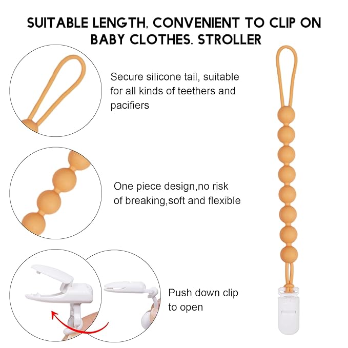 Baby Food Grade Silicone Teether Ring Toy with One Piece Design Pacifier Clip Holder,Teething Toys Gift Set for 3 Months+ Boys and Girls,Freezer Safe,BPA Free.(Yellow Crab)