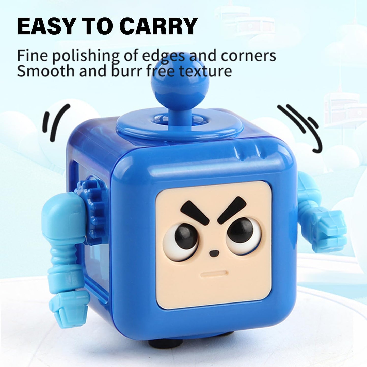 2P Fidget Robot Cube Fidget Toy, Magic Cube Stress and Anxiety Relief Toys, Fidgets Robot Cube Toy Cube Relaxing Hand-Held for Adults, Killing Time Cool Fidget Block for ADD/ADHD/OCD (Orange Blue)