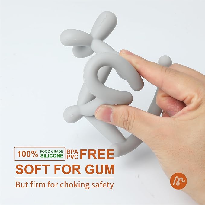 Teething Toys for Babies 0-6 Months, Jellydog Teethers for Babies 6-12 Months, Never Drop Food Grade Silicone Toddler Toys, Festivals Baby Basket Stuffers, Baby Boy Gifts, Cyan Blue