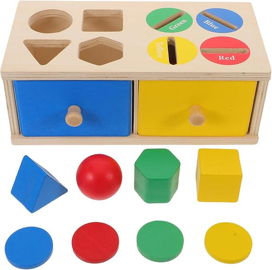 1 Set Wooden Color Sorting Toy: Color Sorting Puzzle Box for Kids - Wooden Montessori Shape Sorter Toy Geometric Matching Game for Playrooms
