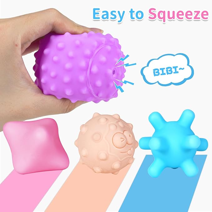 12 Pcs Sensory Balls for Toddlers 1-3, Sensory Baby Toys 6-12 Months, Montessori Toy for Babies 6-12 Months Squeeze, Infant Toys Soft Multi Ball Set Gifts with Bright Color Textured