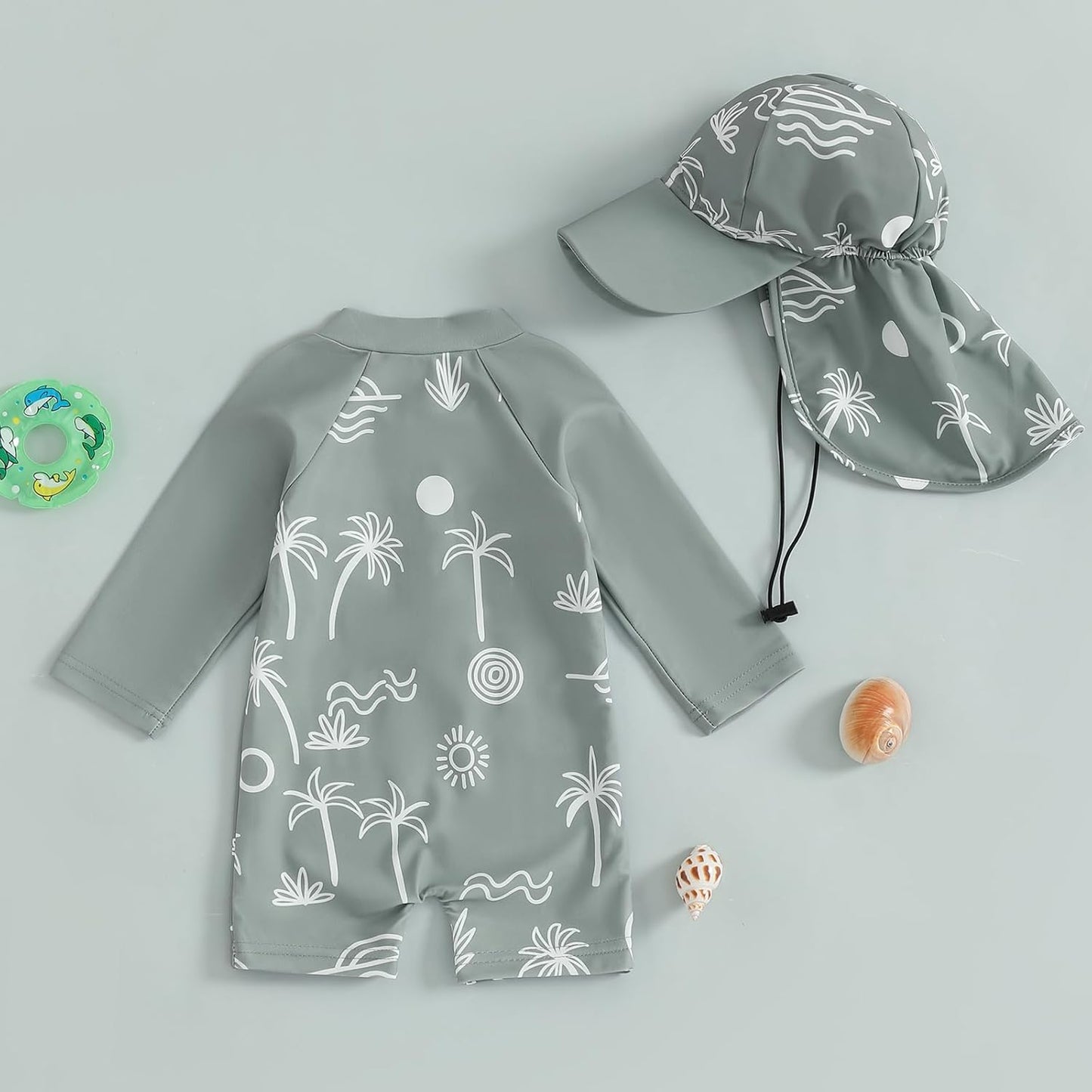 Hnyenmcko Baby/Toddler Boy Rash Guard Swimsuit Long Sleeve One Piece Zipper Swimwear Sunsuit Infant Bathing Suit Beachwear