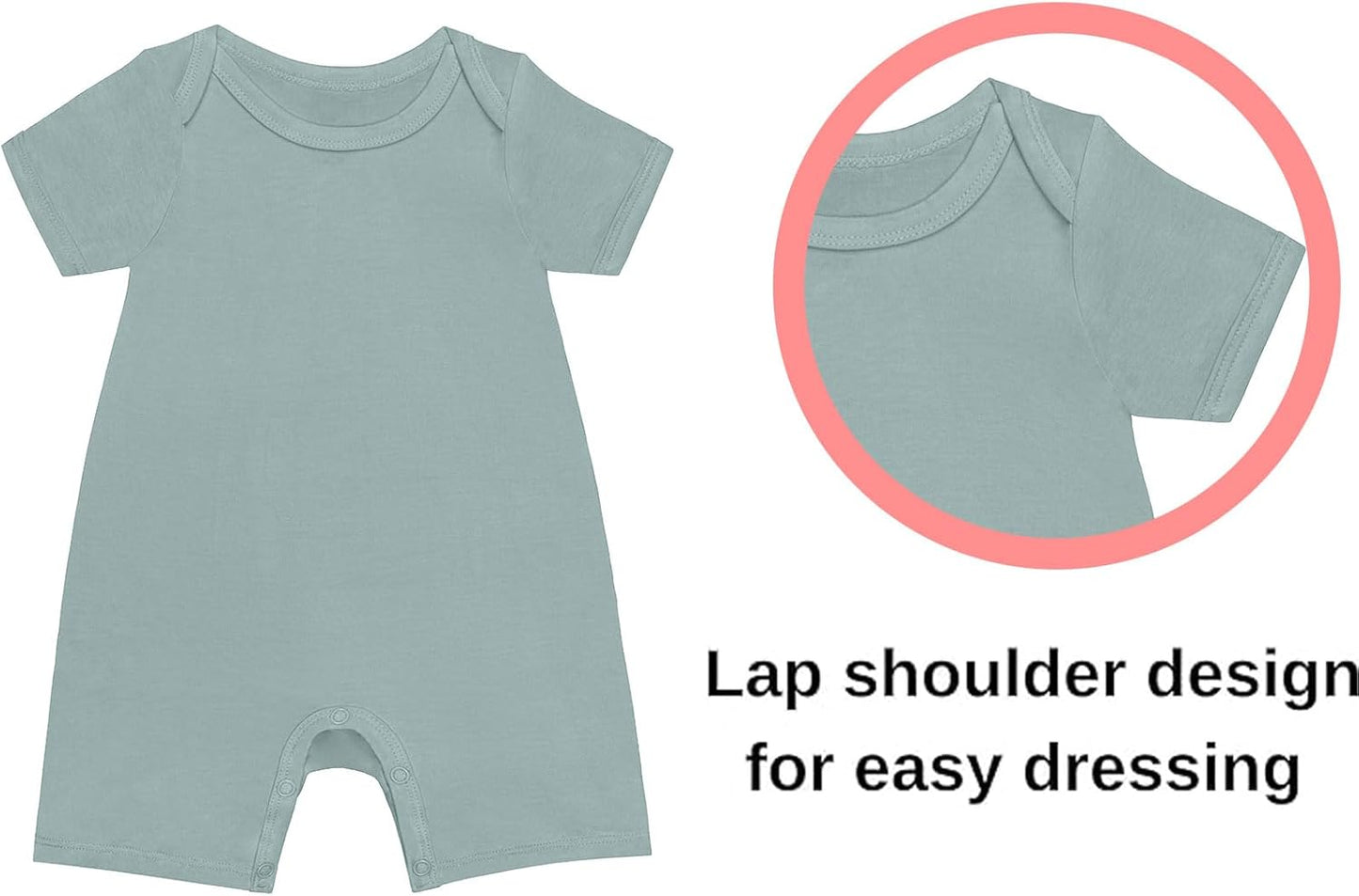 GUISBY Rayon Baby Pajamas, Short Sleeve Footless Rompers, Snap Closure Sleeper for Boy Girls