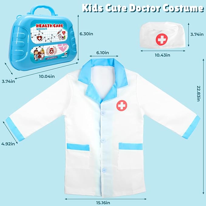 Meland Toy Doctor Kit for Kids - Pretend Play Doctor Set with Carrying Case, Stethoscope Toy & Dress Up Costume - Doctor Play Set for Kids Toddlers Ages 3 4 5 6 Year Old for Role Play Gift