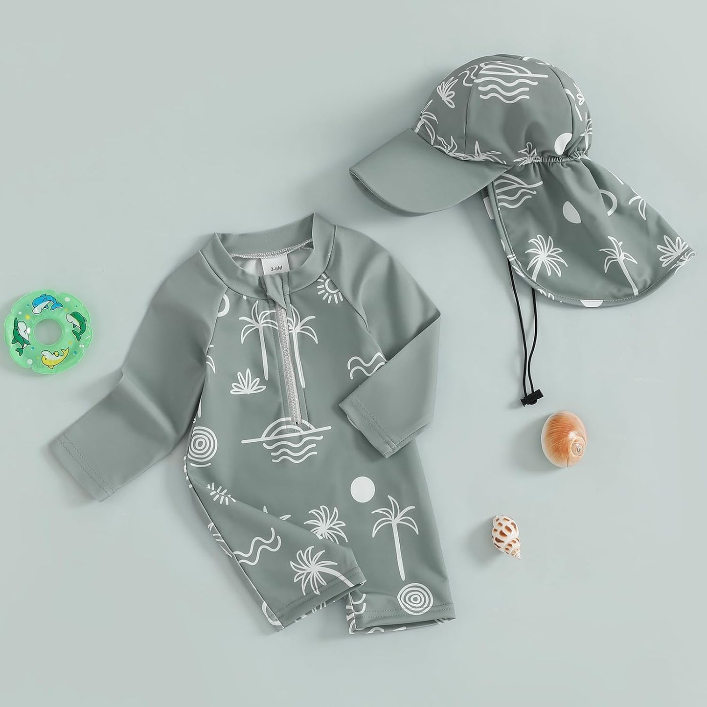 Hnyenmcko Baby/Toddler Boy Rash Guard Swimsuit Long Sleeve One Piece Zipper Swimwear Sunsuit Infant Bathing Suit Beachwear