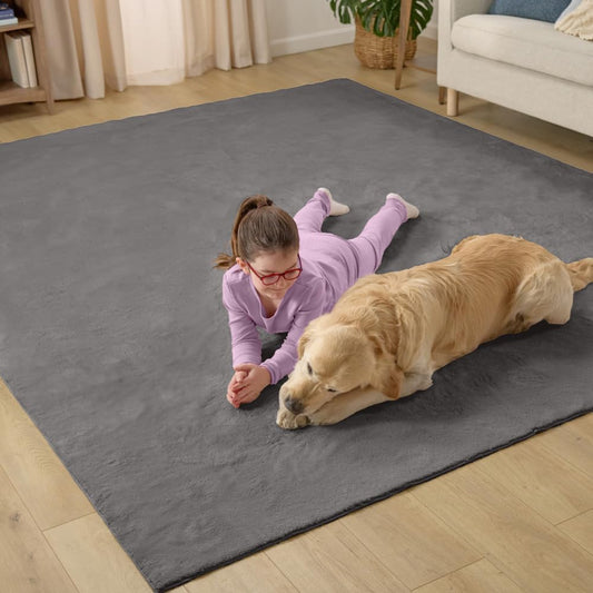 GORILLA GRIP Ultra Soft Washable Area Rug, Stain and Slip Resistant Plush Thick Carpet for Bedroom Living Room, No Shed Floor Rugs, Pet Friendly, Dorm Essentials, Kids Nursery Home Decor, 2x3, Gray