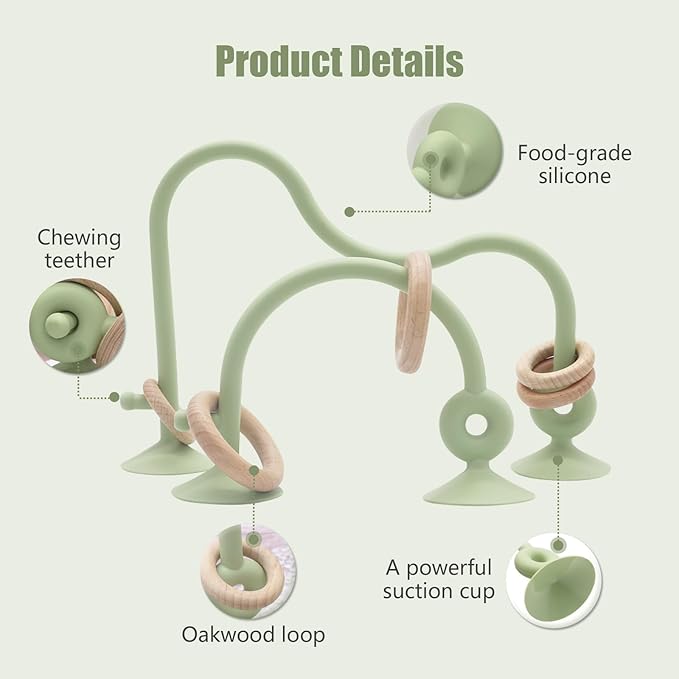 Montessori Toys for Babies 0-6 Months, High Chair Toys with Suction Cups for Babies, Suction Cup Toys for Toddlers 1-3, Kids Baby Sensory Toys, Silicone Baby Teething Toys for 6-12 Months