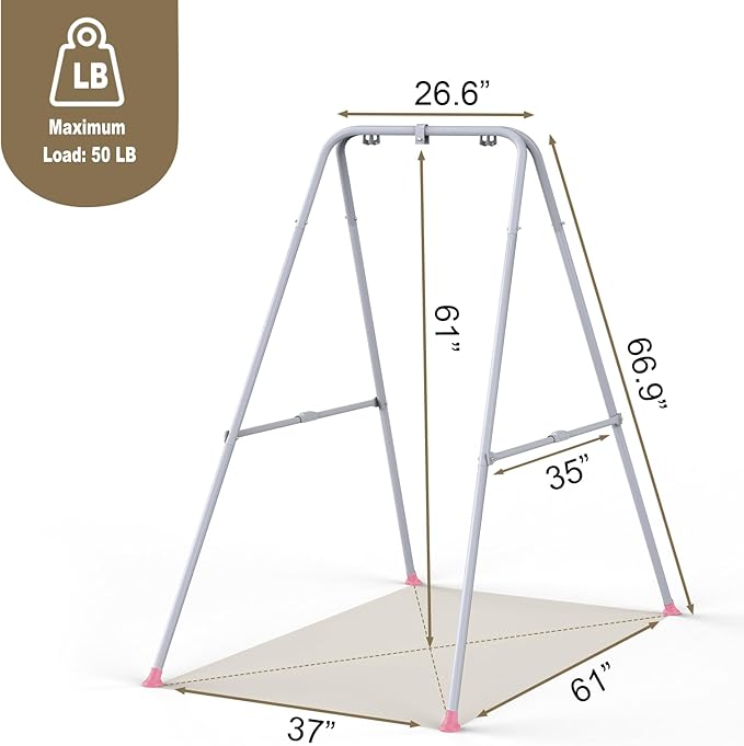 2 in 1 Baby Jumper with Swing - Indoor and Outdoor Use, Toddler Swing with Foldable Stand （Pink）