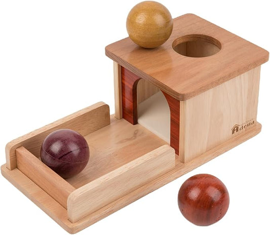 Adena Montessori Wooden Toy for 6-12 Month Baby 3 Balls,Object Permanence Box Made of Natrual Wood, Colorful Learning Education Toy for Toddler Kid 1-2 Year Old, Preschool Developmental Gift Typical