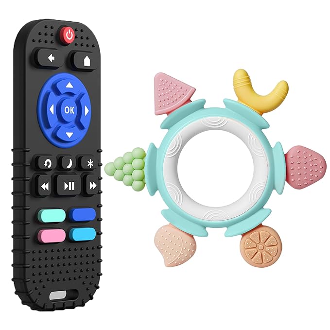 Hooku Silicone Teethers for Babies 6-12 Months, Teething Toys for Babies 0-6 Months, Baby Fruit Teethering Rings, BPA Free Baby Chew Toys, Infants Gifts