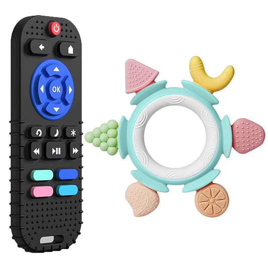 Hooku Silicone Teethers for Babies 6-12 Months, Teething Toys for Babies 0-6 Months, Baby Fruit Teethering Rings, BPA Free Baby Chew Toys, Infants Gifts