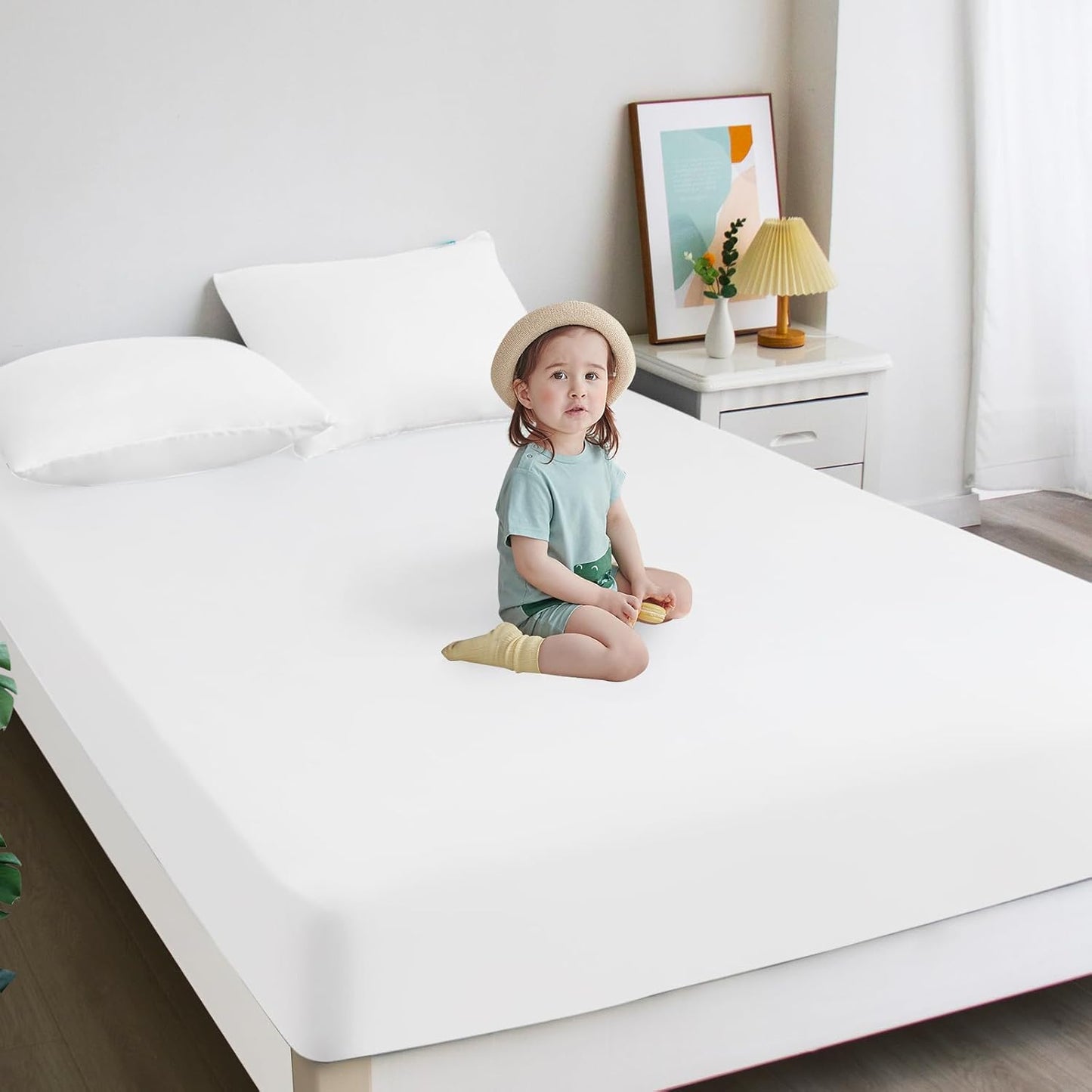 2 Pack King Mattress Protector Waterproof, Noiseless & Soft Coverage King Size Mattress Cover Fitted Sheets with Deep Pocket up to 14", Super Breathable & Easy Wash Mattress Protector