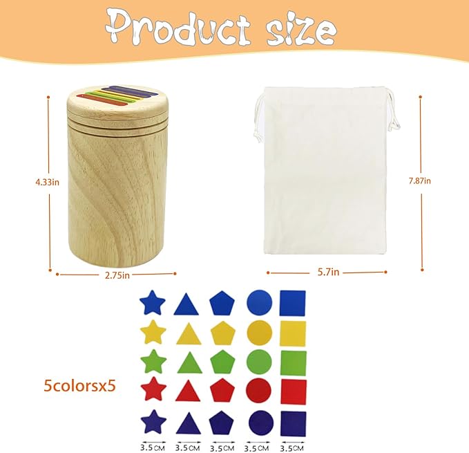 Wooden Montessori Sticks Toys for Kids, 8 Colors Natural Wood Toddler Learning Sorting Toys for 3 Year Old, Sensory Matching Game Birthday Gifts for Boys Girls (Multi-Shaped Flake)