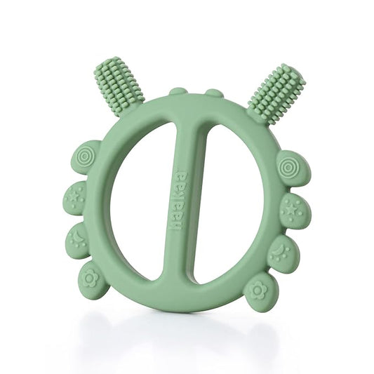 Haakaa Silicone Crab Baby Teether,Teething Toys,360° Baby Toothbrush Head for Infant Self-Brushing Training,Food-Grade Silicone,Pea Green