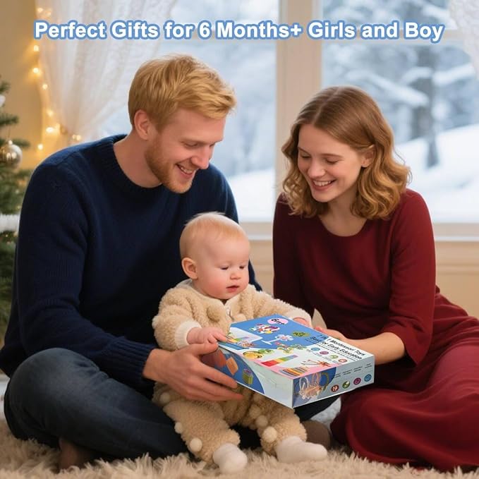 Montessori Toys for 1 Year old,Baby Toys 6-9-12 Months,7 in 1 Sensory Teething Toy for Toddlers Aged 1-3,Stacking Cups Building Blocks,Teething Pull String,Eggs Toys for 6-9-12-18 Months Baby Gifts