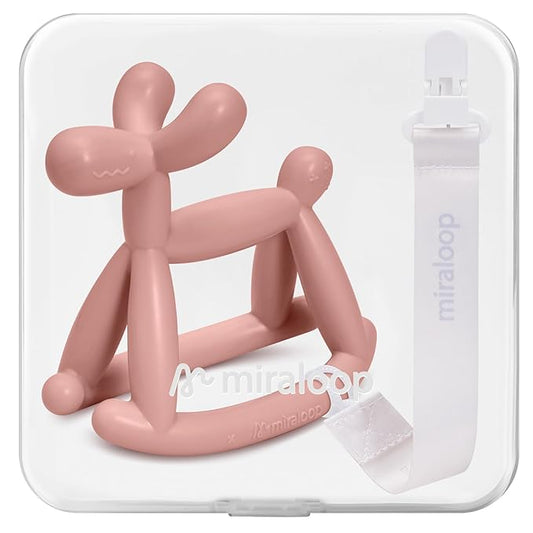 Baby Teether Toys for Teething Relief, Teething Toys 3-6 Months Food Grade Silicone Teether with Storage Box and Pacifier Clip, Baby Essential (Coral Red Clip+Box)