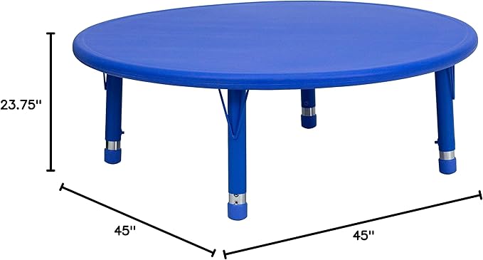 Flash Furniture Wren 45'' Round Blue Plastic Height Adjustable Activity Table