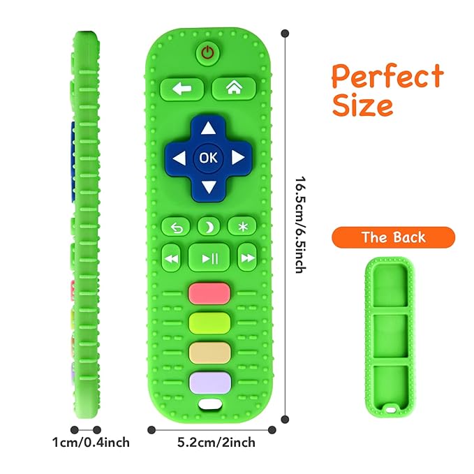 Hooku 2 Pack Remote Teether for Babies, Silicone Teether for 6-12 Months, Baby Teething Toys, Sensory Toys