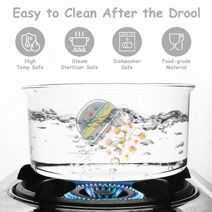 2Pack Silicone Teething Mitt, Hamburger Baby Teething Toy for 0-6 6-12 Months, Food Grade Silicone Infant Teething Mitten, BPA-Free Baby Chew Toys for Pain Relief, Sucking Needs