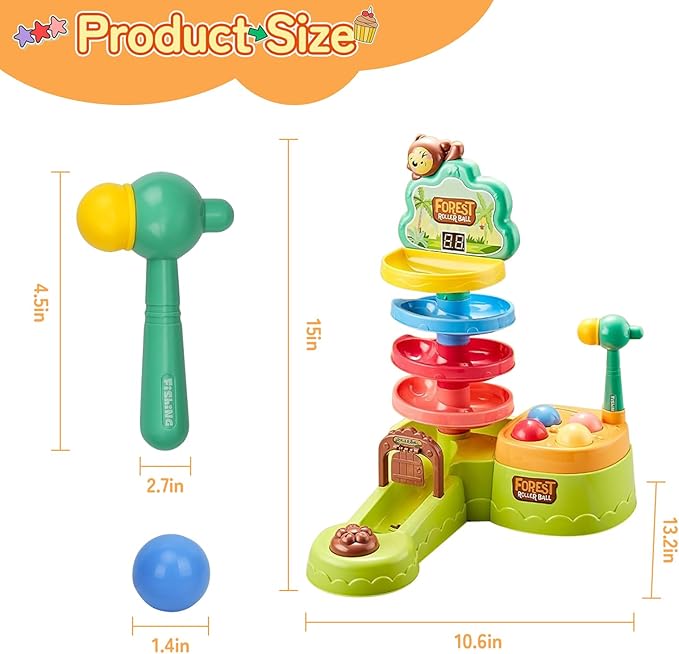 Montessori Ball Drop Toys for Kids, Ball Tracker Toys for Toddlers, Pound a Ball Toys for Toddlers, Shoot Balls Toys for Motor Skills Developmental, Girl Boy Birthday Gift