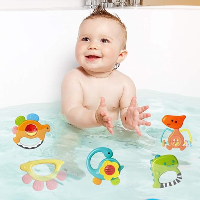 Baby Rattles Sets Teether, Shaker, Grab and Spin Rattle, Musical Toy Set, Early Educational Toys Gifts for 3, 6, 9, 12 Month Baby Infant, Newborn