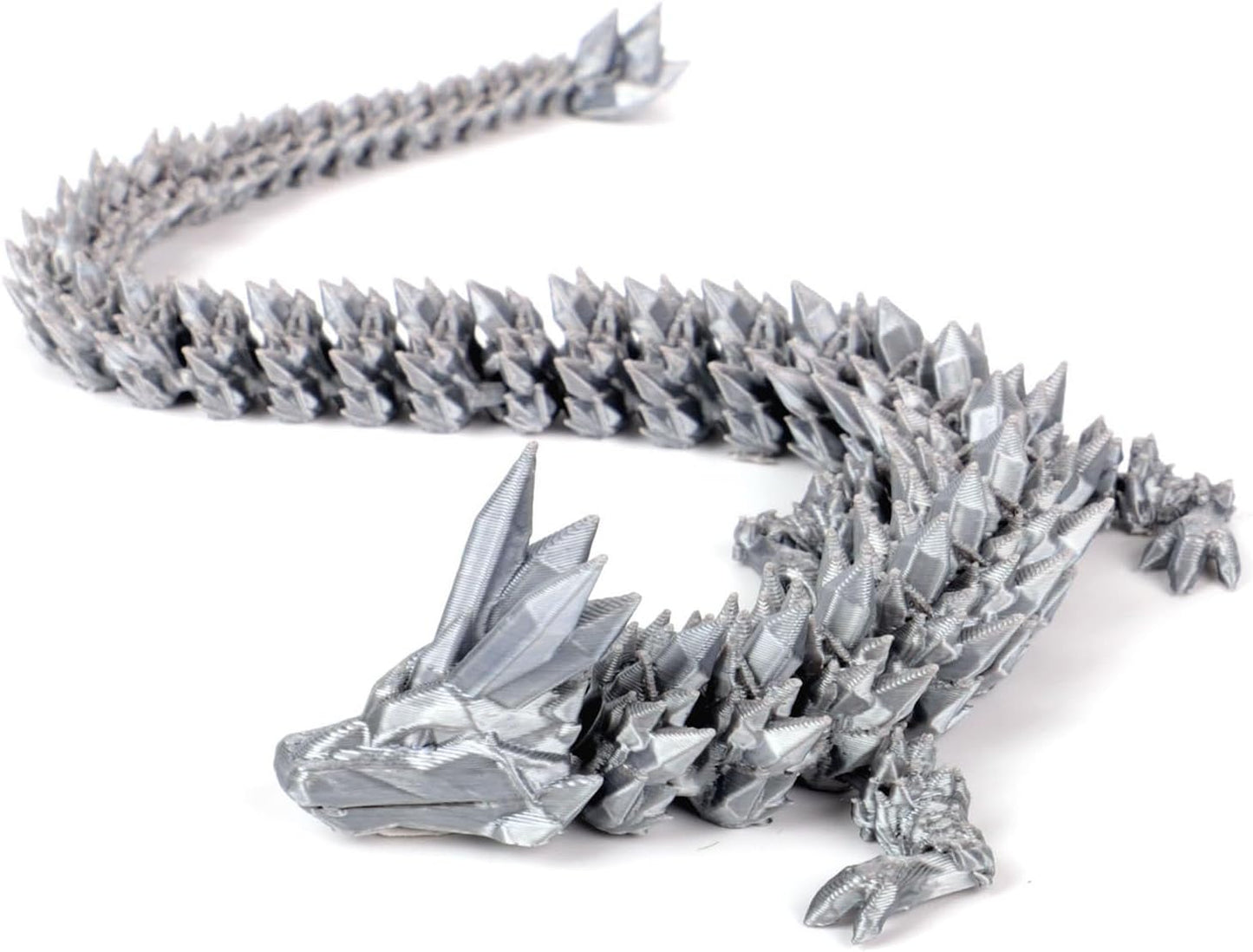 12inch Dragon Egg, Year of The Dragon, 3D Printed Dragon, Executive Desk Toys, Articulated Dragon, Fidget Toys Gifts for Graduates Students Teachers Adults (Silver)