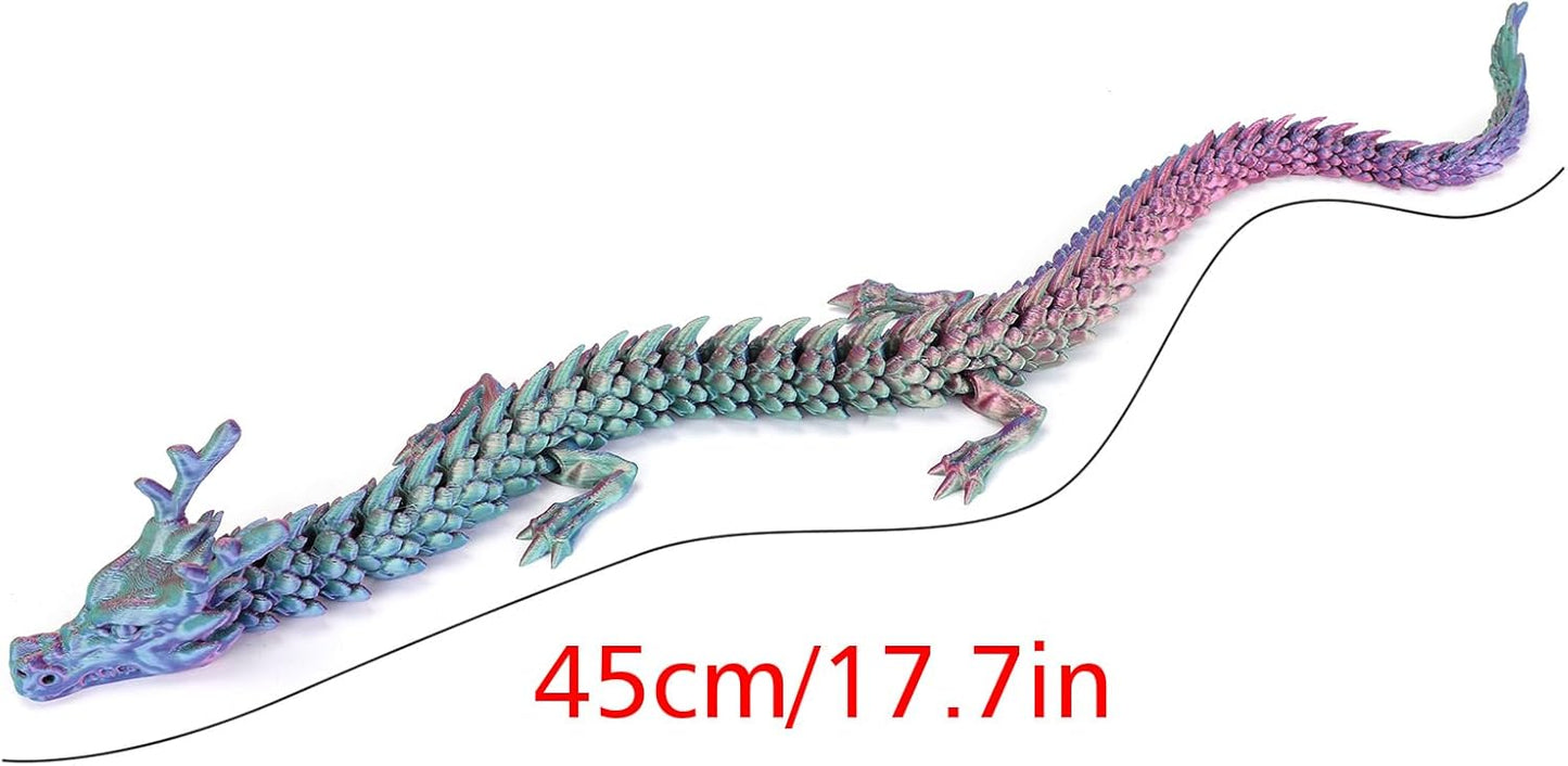 3D Printed Dragon, 17.7 Inch Articulated Dragon, Crystal Dragon, Dragon Fidget Toy, Home Office Decor Executive Desk Toys (Colorful)