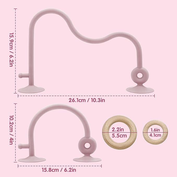 High Chair Toys with Suction Cups for Infant Toddlers,Food Grade Silicone Teething Toy for Kids 6 9 12 18 M+,Interactive Toys for 1 Year Old，Perfect for Travel and Restaurant（Pink）