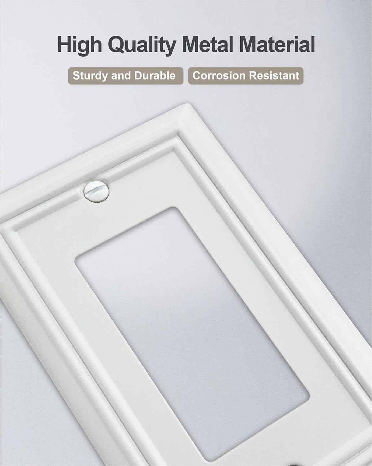 4-Pack Decorator Wall Plates for Receptacle, GFCI Outlet, Dimmer Switch, Metal Electrical Outlet Cover Plates, Off White Finish, 3.15''*4.88'', Midsize