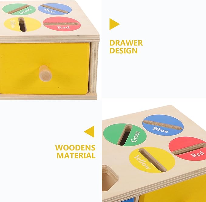 1 Set Wooden Color Sorting Toy: Color Sorting Puzzle Box for Kids - Wooden Montessori Shape Sorter Toy Geometric Matching Game for Playrooms