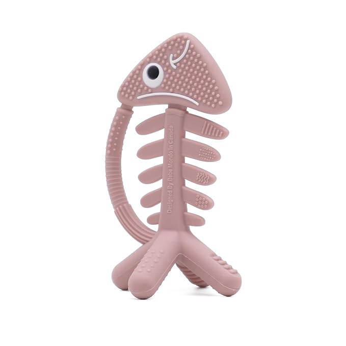 3 in 1 Infant Toys, Baby Teething Toys 3–6 6–12 Months, Teethers for Babies 0–3–6–12 Months for Teething Relief, Baby Gift, Baby Teether Toys, Silicone Sensory Toys,USA Patent Pending, Fish-Rose Pink