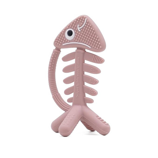 3 in 1 Infant Toys, Baby Teething Toys 3–6 6–12 Months, Teethers for Babies 0–3–6–12 Months for Teething Relief, Baby Gift, Baby Teether Toys, Silicone Sensory Toys,USA Patent Pending, Fish-Rose Pink