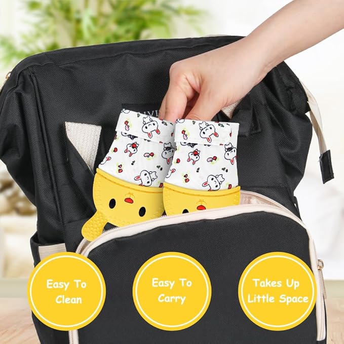 2Pack Silicone Teething Mitt, Rabbit Baby Teething Toy for 0-6 6-12 Months, Food Grade Silicone Infant Teething Mitten, BPA-Free Baby Chew Toys for Pain Relief, Sucking Needs