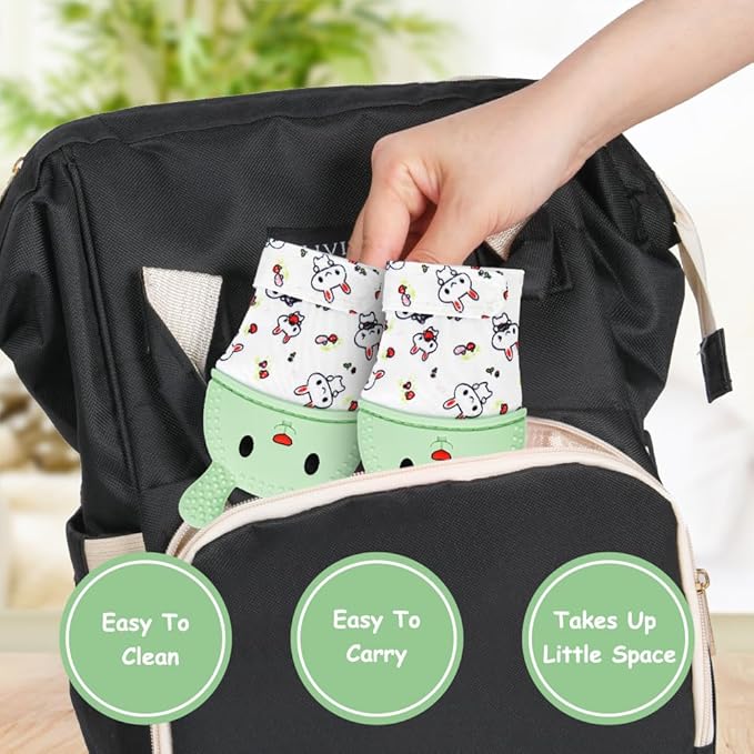 2Pack Silicone Teething Mitt, Rabbit Baby Teething Toy for 0-6 6-12 Months, Food Grade Silicone Infant Teething Mitten, BPA-Free Baby Chew Toys for Pain Relief, Sucking Needs