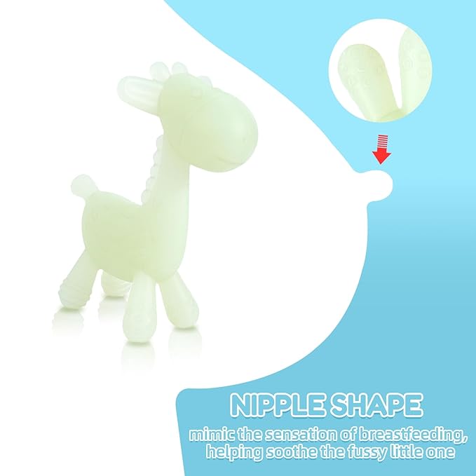 TYRY.HU Baby Teething Toys for Babies 0-6 6-12 Months,BPA Free Silicone Giraffe Teethers for Babies 3-6 Months, Soft-Textured Chew Toys Sensory Toys Massaging Teething Relief for Boys Girls,2 Pack