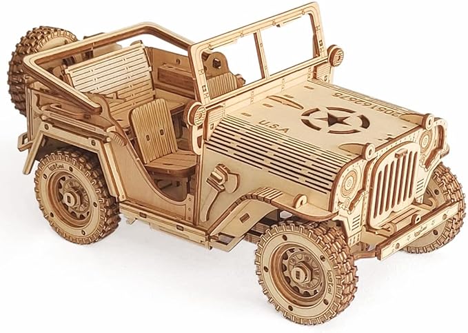 3D Wooden Puzzle - Wood Crafts Mechanical Off-Road Vehicle Building Model Kits - Wooden STEM DIY Brain Teaser Puzzle - Off-Road Vehicle 3D Puzzle Birthday Gifts Christmas