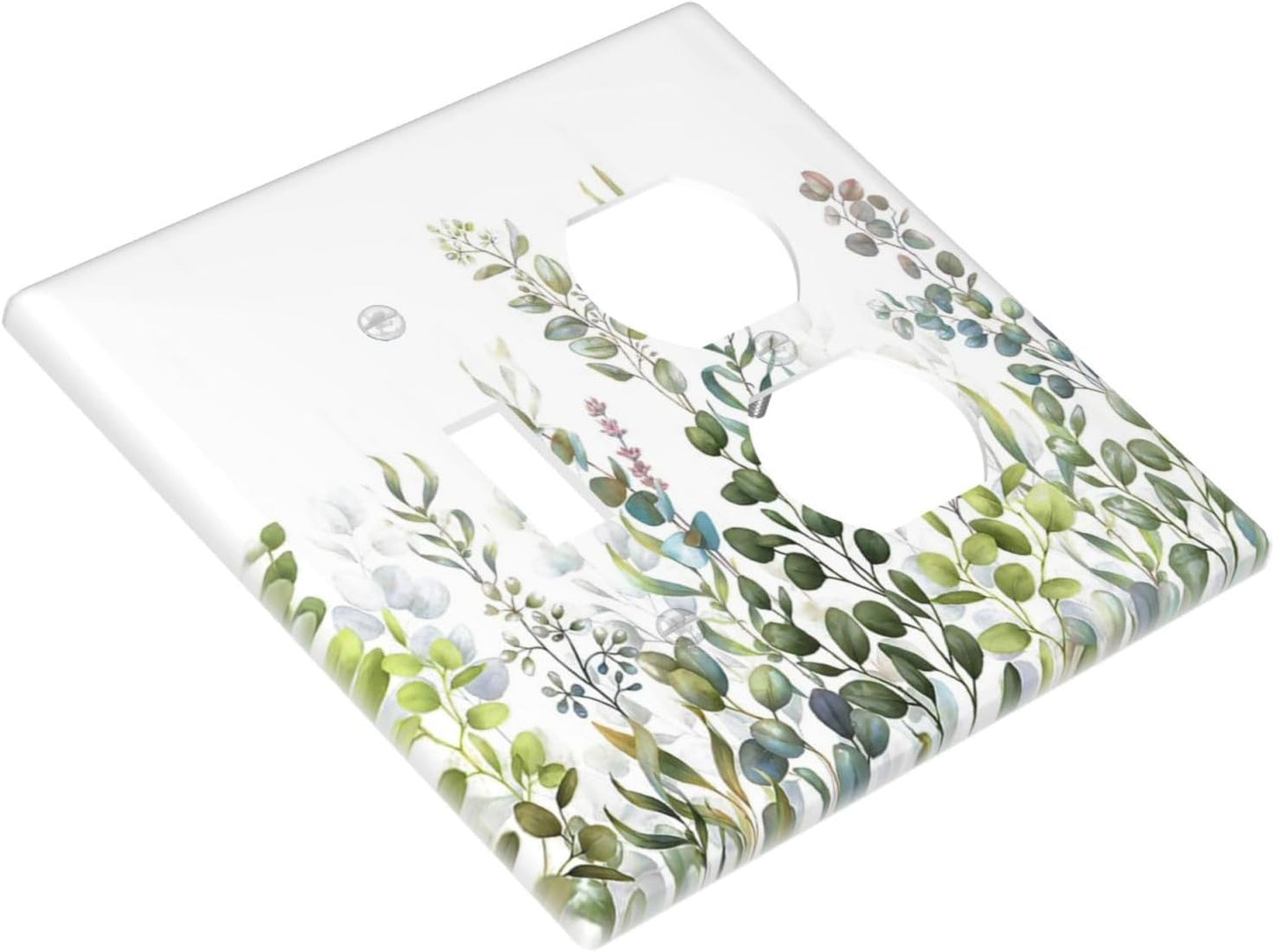Green Eucalyptus Leaf Plant Herbs Springnature Wallplates 1 Toggle 1 Duplex Switch Plate Electrical GFCI Faceplate Decorative Light Switch Covers for Bed Room Living Room Decor