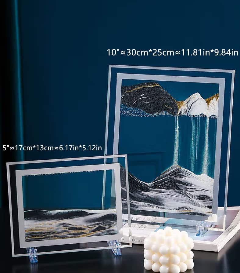 3D Deep Sea Moving Sand Art Picture - Relaxing Liquid Motion Bubbler Timer - Ideal Desktop Art Toy for Adults and Kids - Perfect for Home Decor and Office(Square+Black+5In)