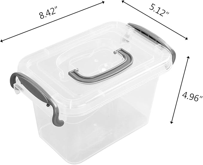 1.5 L Clear Mini Storae Box, 6-Pack Tiny Plastic Storage Latch Box
