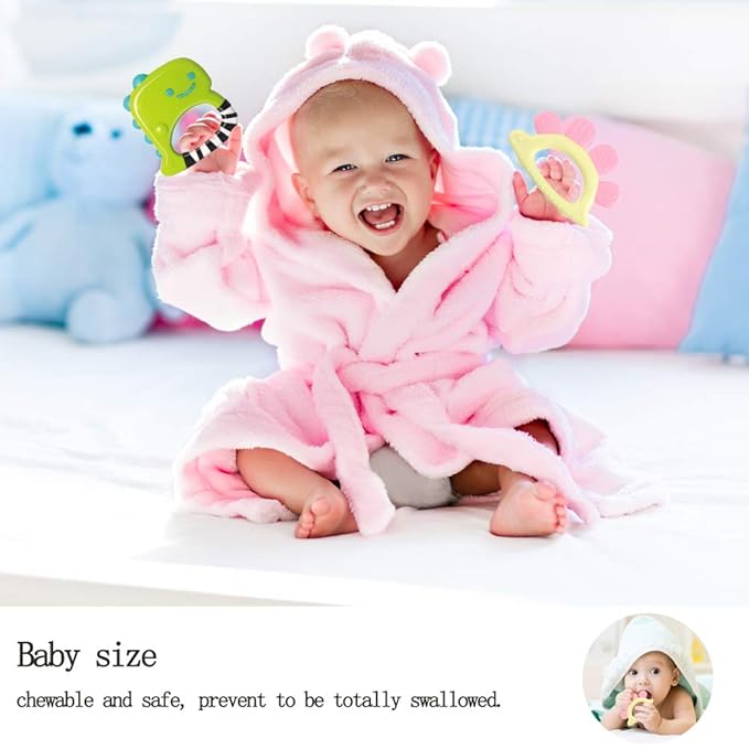 Baby Rattles Sets Teether, Shaker, Grab and Spin Rattle, Musical Toy Set, Early Educational Toys Gifts for 3, 6, 9, 12 Month Baby Infant, Newborn